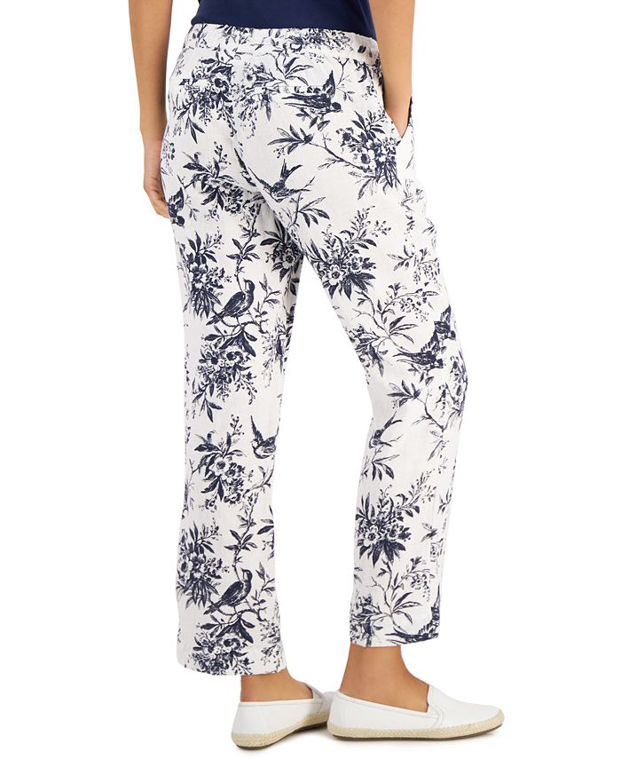Charter Club Linen Printed Pants, Created for Macy's - Macy's