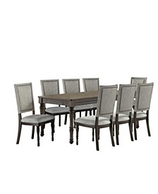 Linett 9-Pc Dining ( Table + 8  Upholstered Side Chairs)