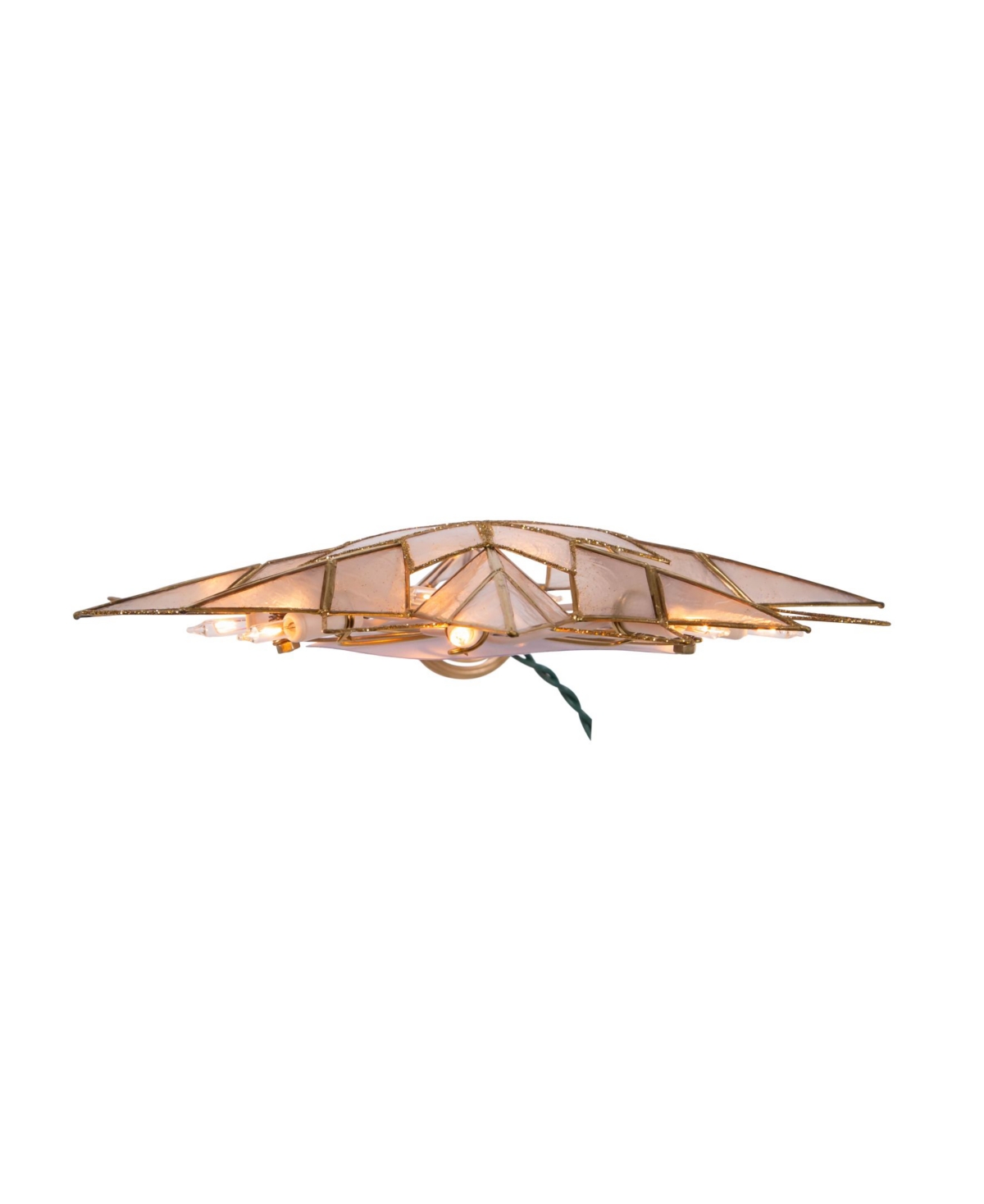 Kurt Adler Ul 10-Light 8-Point Capiz Star Lighted Tree Topper - Gold-Tone