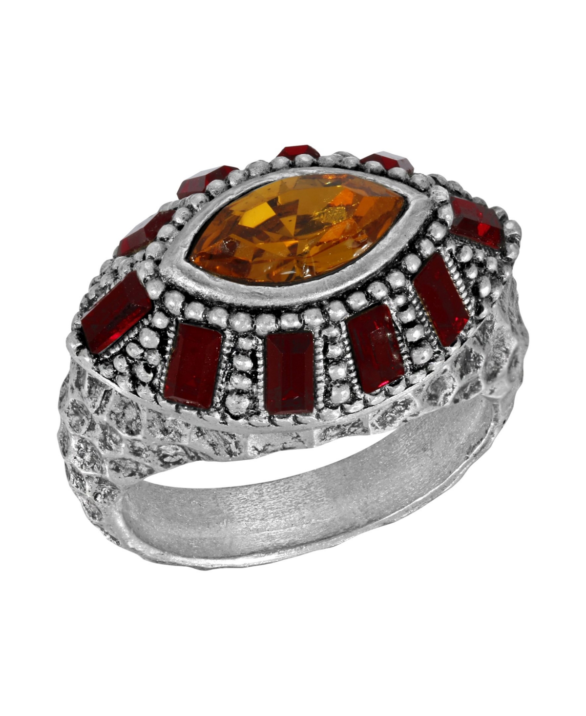 2028 Topaz And Siam Oval Ring In Red