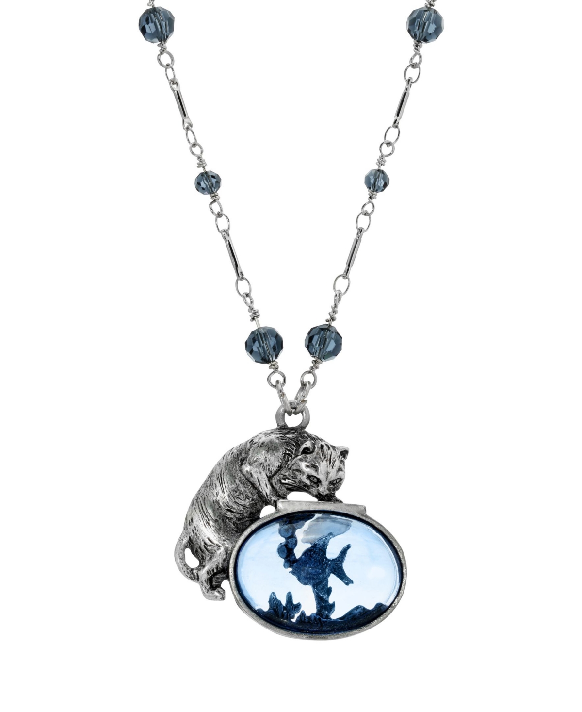 2028 Montana Cat And Fish Necklace In Blue