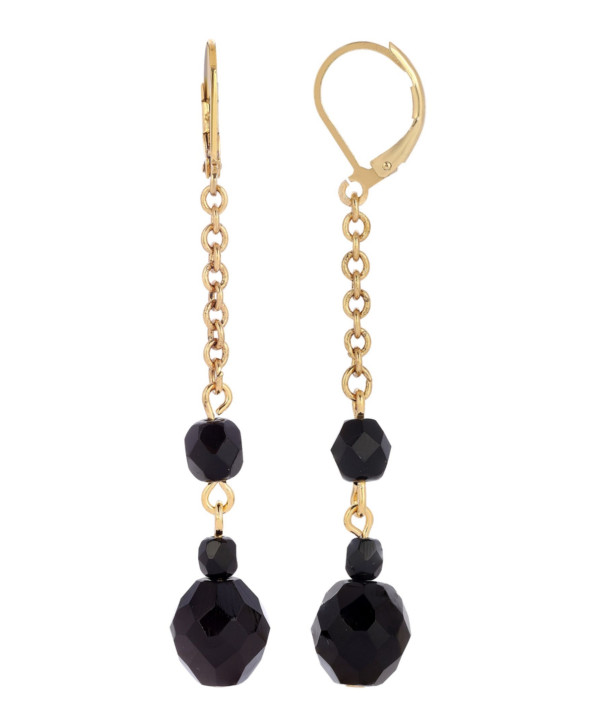 2028 Beaded Linear Earrings In Black