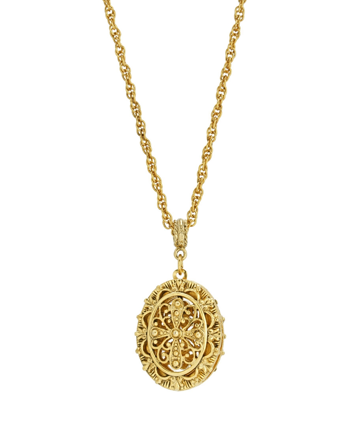 Cross Filigree Locket Necklace - Gold-Tone