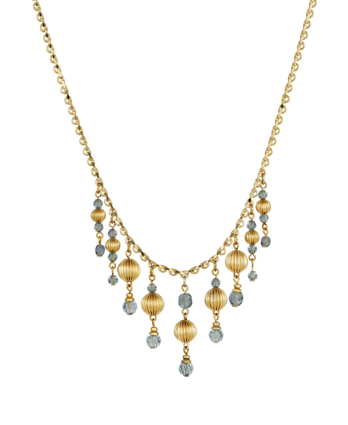 2028 Gold-tone Multi Bead Drop Necklace In Blue