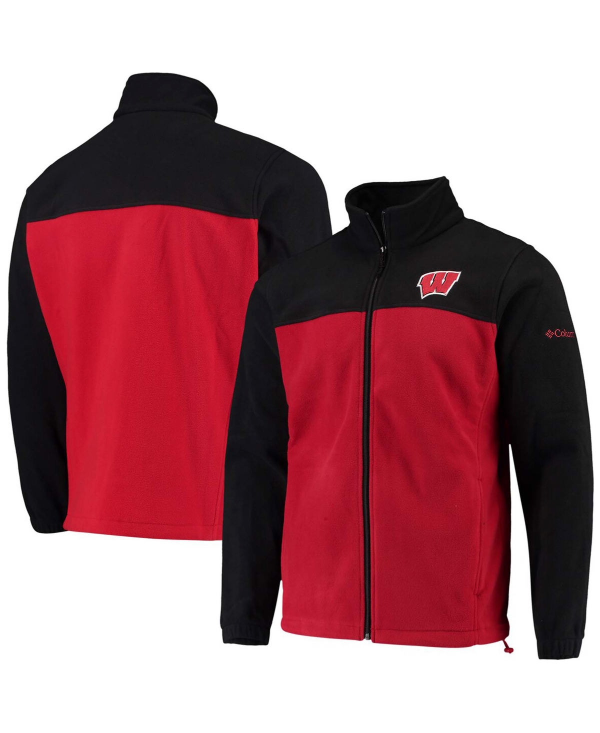 Shop Columbia Men's Black/red Wisconsin Badgers Flanker Iii Fleece Team Full-zip Jacket In Wis - Blac