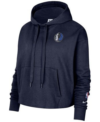 Nike - Women's Navy Dallas Mavericks Essential Pullover Cropped Hoodie