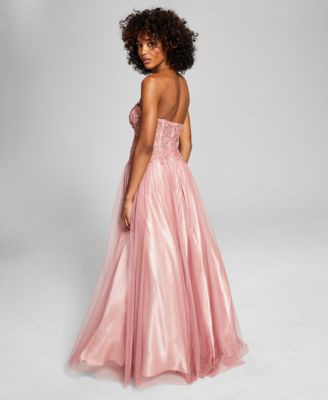 BCX Juniors' Embroidered-Corset Gown 