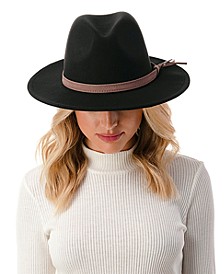 Women's Wool Blend Felt Hat with Vegan Leather Band
