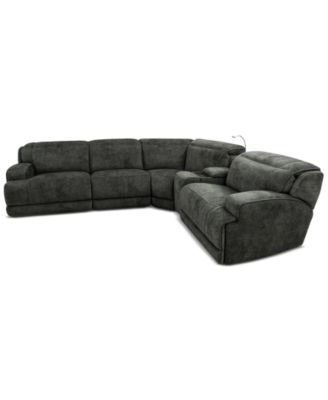 Sebaston 5-Pc. Fabric Sectional with 2 Power Motion Recliners and 1 USB Console, Created for Macy's