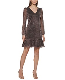 Long-Sleeve Shimmer Party Dress