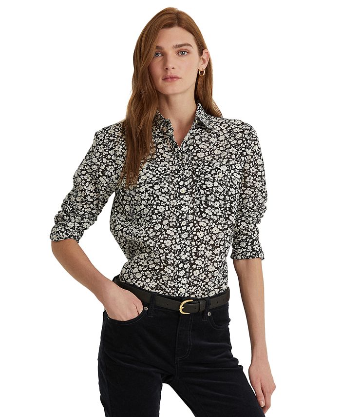 Lauren Ralph Lauren Floral Cotton Voile Shirt - Macy's