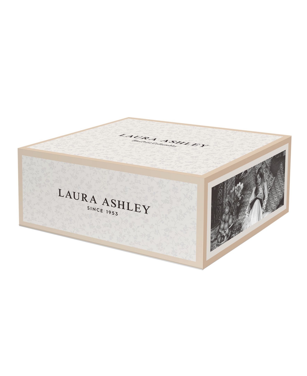 Closeout! Laura Ashley Heritage Collectables 10 Oz Midnight Uni Mugs in Gift Box, Set of 4 - White with Dark Blue
