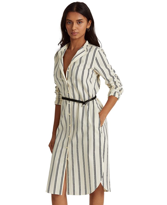 Lauren Ralph Lauren Striped Cotton Dobby Shirtdress - Macy's
