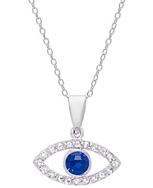Blue Spinel (1/5 ct. t.w.) & Cubic Zirconia Evil Eye 18" Pendant Necklace in Sterling Silver