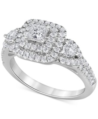 Macy's - Diamond Princess & Round Multi-Halo Engagement Ring (1 ct. t.w.) in 14k White Gold