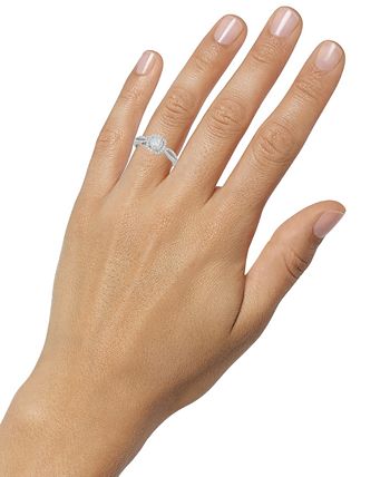 Macy's - Diamond Double Halo Split Shank Engagement Ring (5/8 ct. t.w.) in 14k White Gold