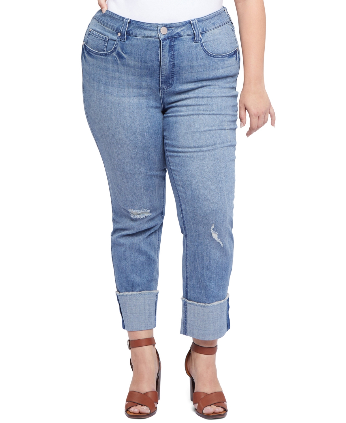 Plus Size Slim Straight Cuff Jeans - Reeves