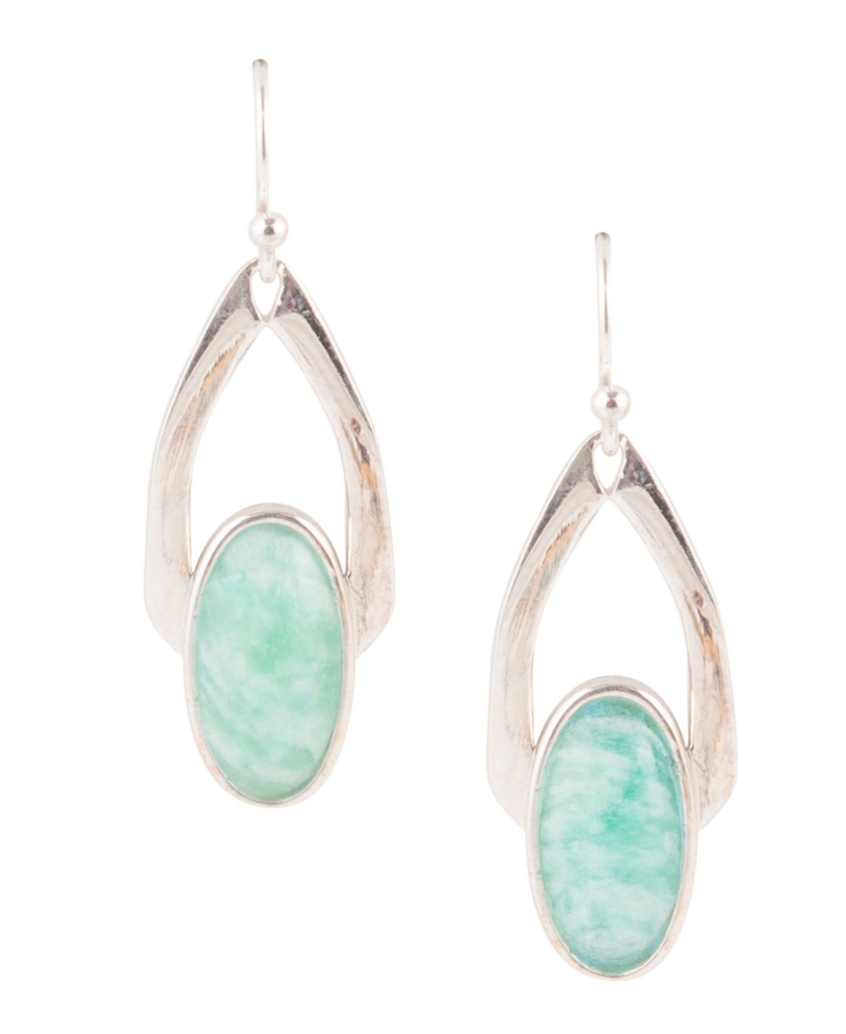 Women's Minty Sterling Silver and Amazonite Drop Earrings - Amazonite