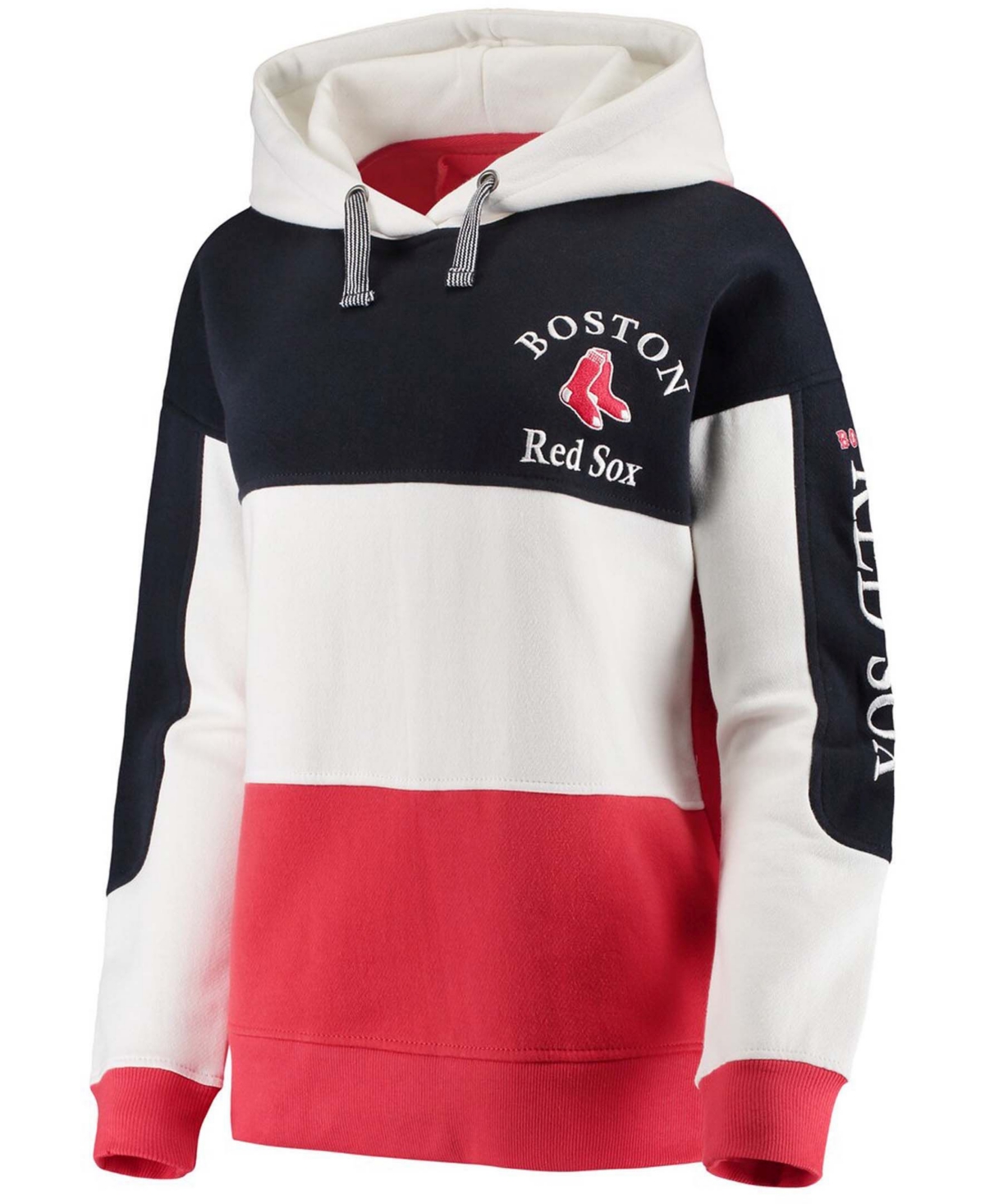 Shop Soft As A Grape Women's Navy And Red Boston Red Sox Rugby Pullover Hoodie In Navy,red