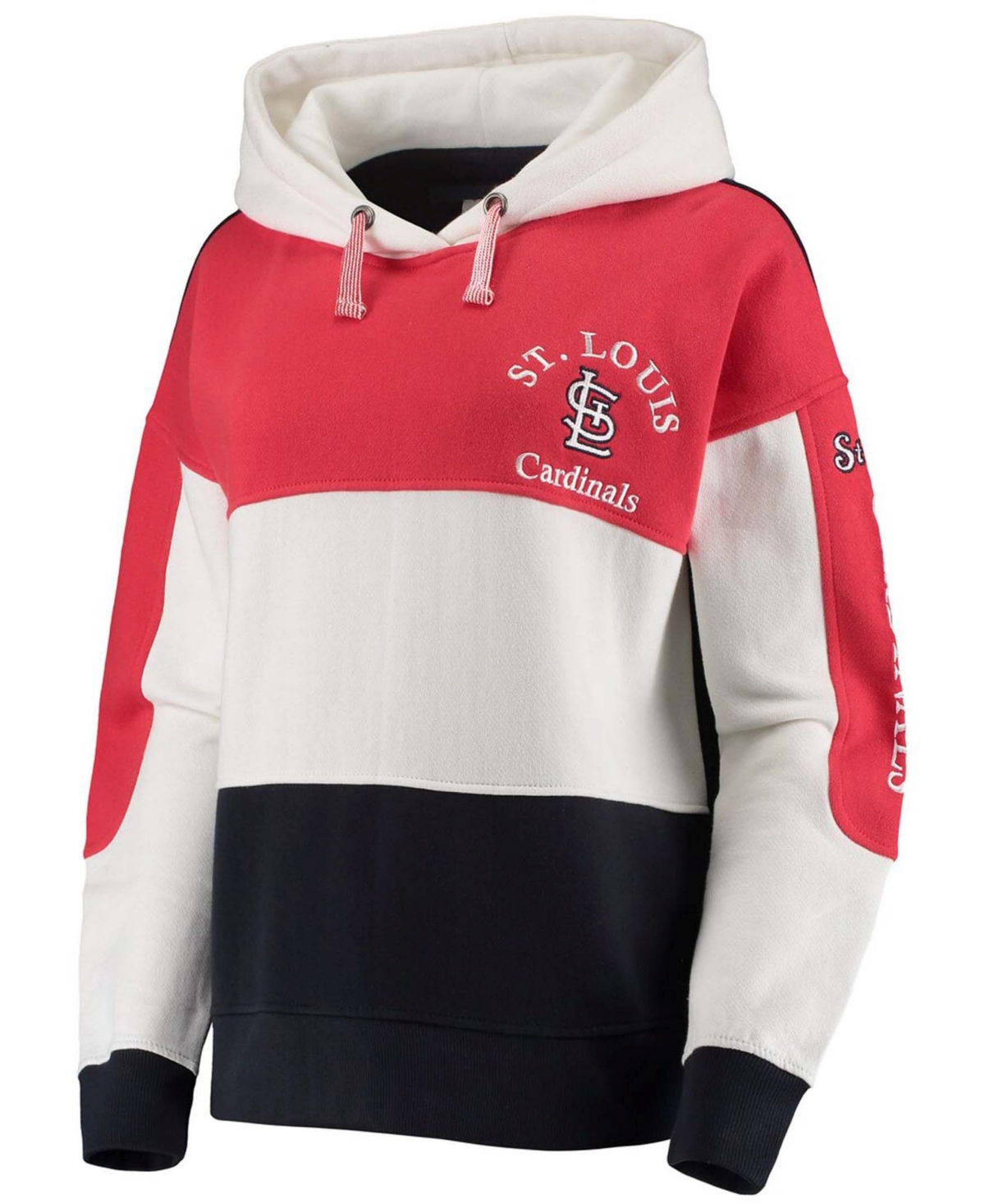 Shop Soft As A Grape Women's Red And Navy St. Louis Cardinals Rugby Pullover Hoodie In Red,navy