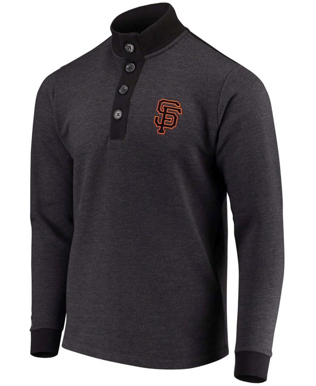 Antigua Men's Black San Francisco Giants Pivotal Button Pullover Sweatshirt