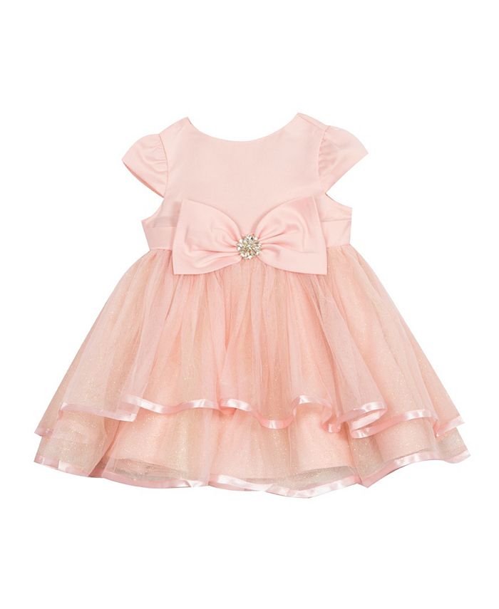Rare Editions Baby Girls Satin Dress with Mesh Hi Low 2 Tier Skirt Macy's