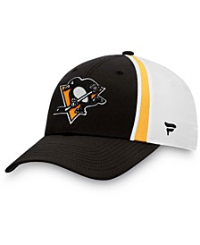 Men's Black and White Pittsburgh Penguins Prep Squad Flex Hat