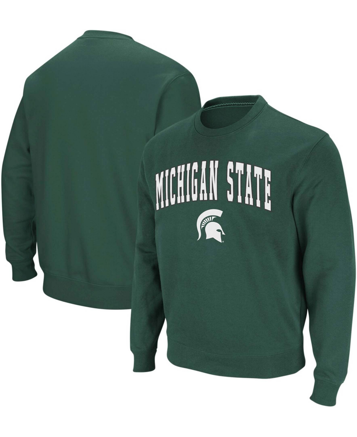 Colosseum Men's Green Michigan State Spartans Arch Logo Crew Neck Sweatshirt In Green