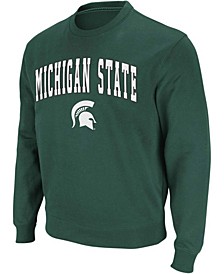 Men's Green Michigan State Spartans Arch Logo Crew Neck Sweatshirt