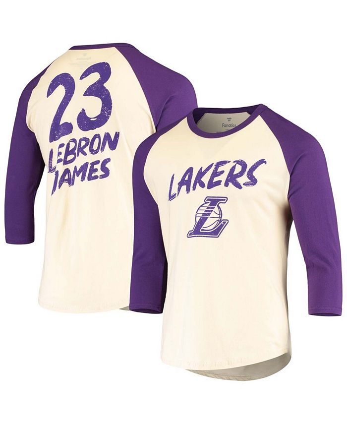 Fanatics Men's LeBron James Cream and Purple Los Angeles Lakers
