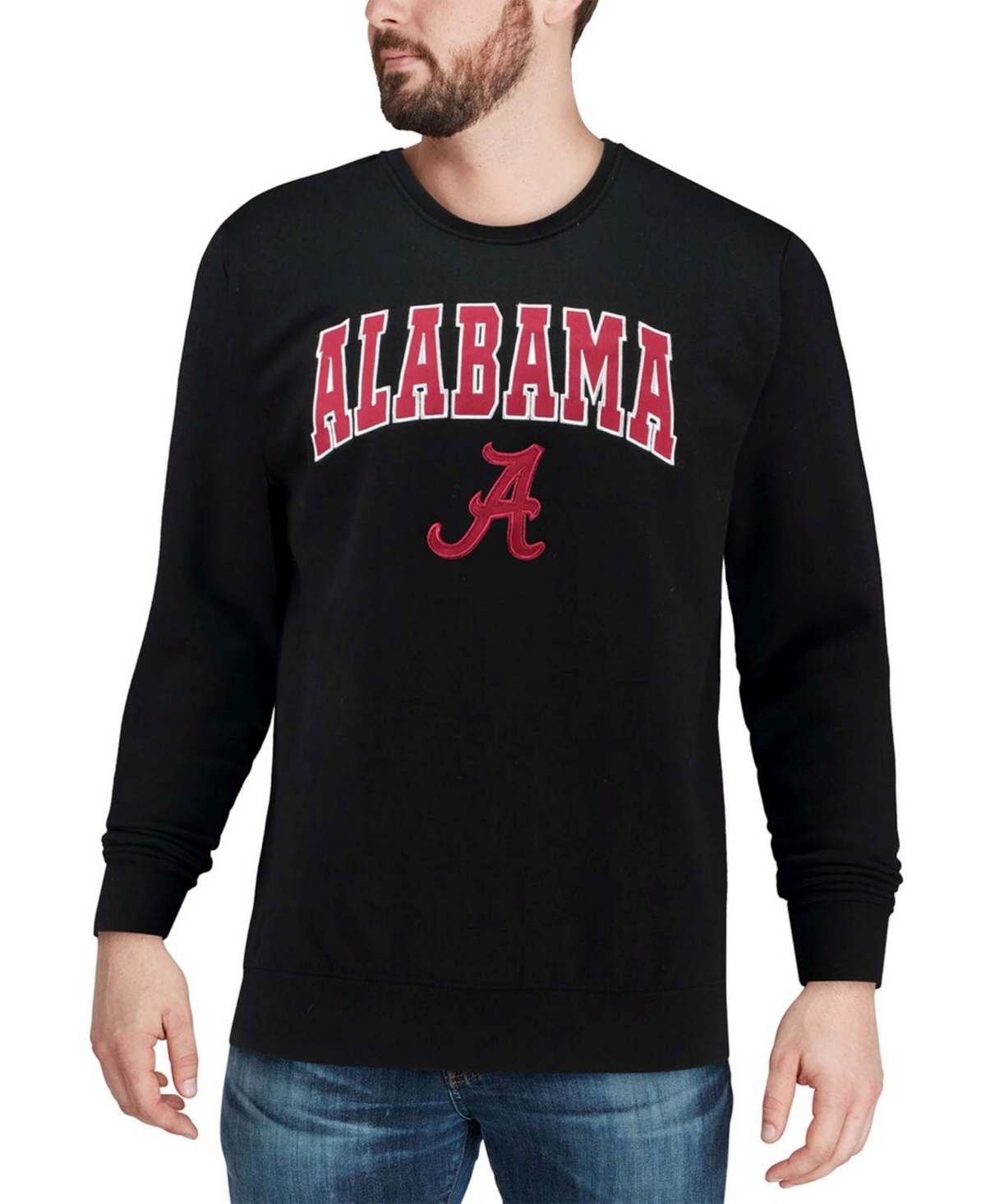 Shop Colosseum Men's Black Alabama Crimson Tide Arch Logo Crew Neck Sweatshirt