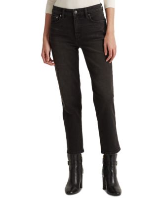 로렌 랄프로렌 Lauren Ralph Lauren High-Rise Straight Ankle Jeans,Empire Black Wash