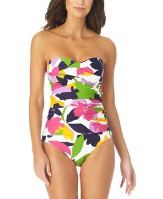 floral strapless one piece bathing suit