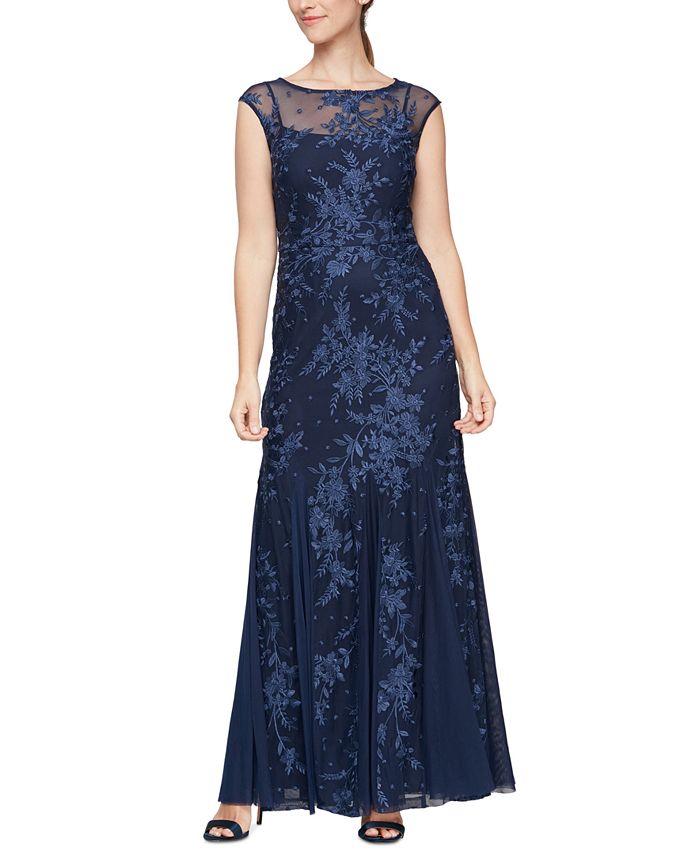 Alex Evenings Embroidered A Line Long Dress Macy s