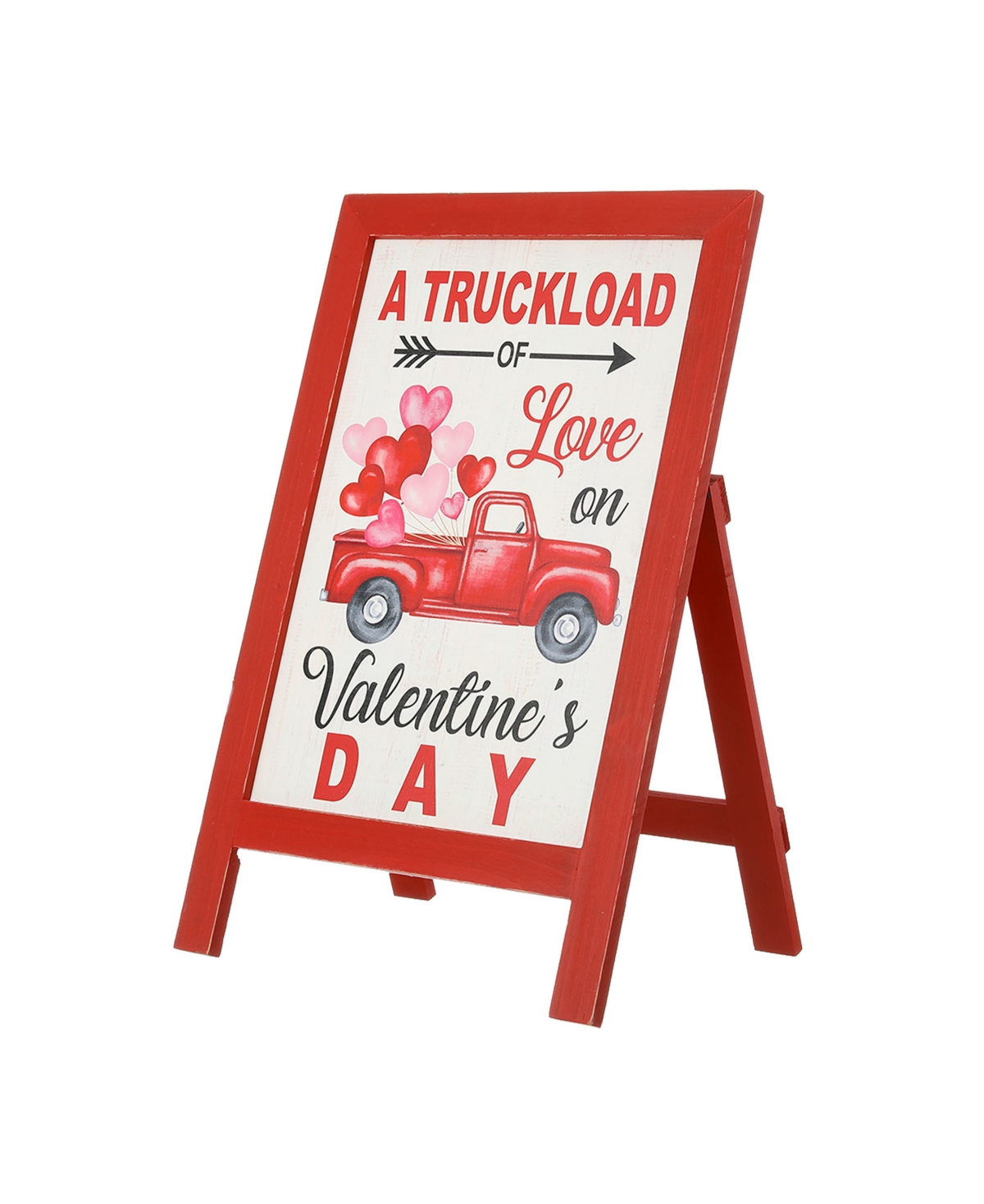 Glitzhome 24" Valentine's Wooden Truck Porch Sign and Standing Decor