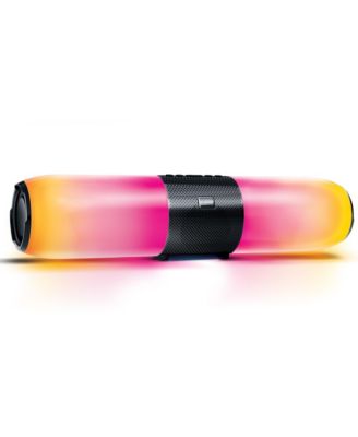 Photo 1 of Brookstone Glovibe LED Dynamic Wireless Speaker. Light up the night with this Wireless Tube Speaker. Featuring a powerful center speaker, accompanied by dual channel stereo side speakers. Plus, multi-colored lights pulse along with whatever you’re jamming