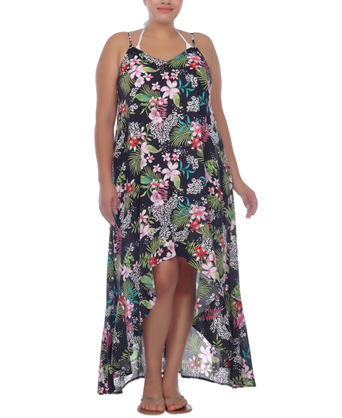 UPC 822269160567 product image for Raviya Plus Size Printed High-Low Dress Cover-Up Women's Swimsuit | upcitemdb.com