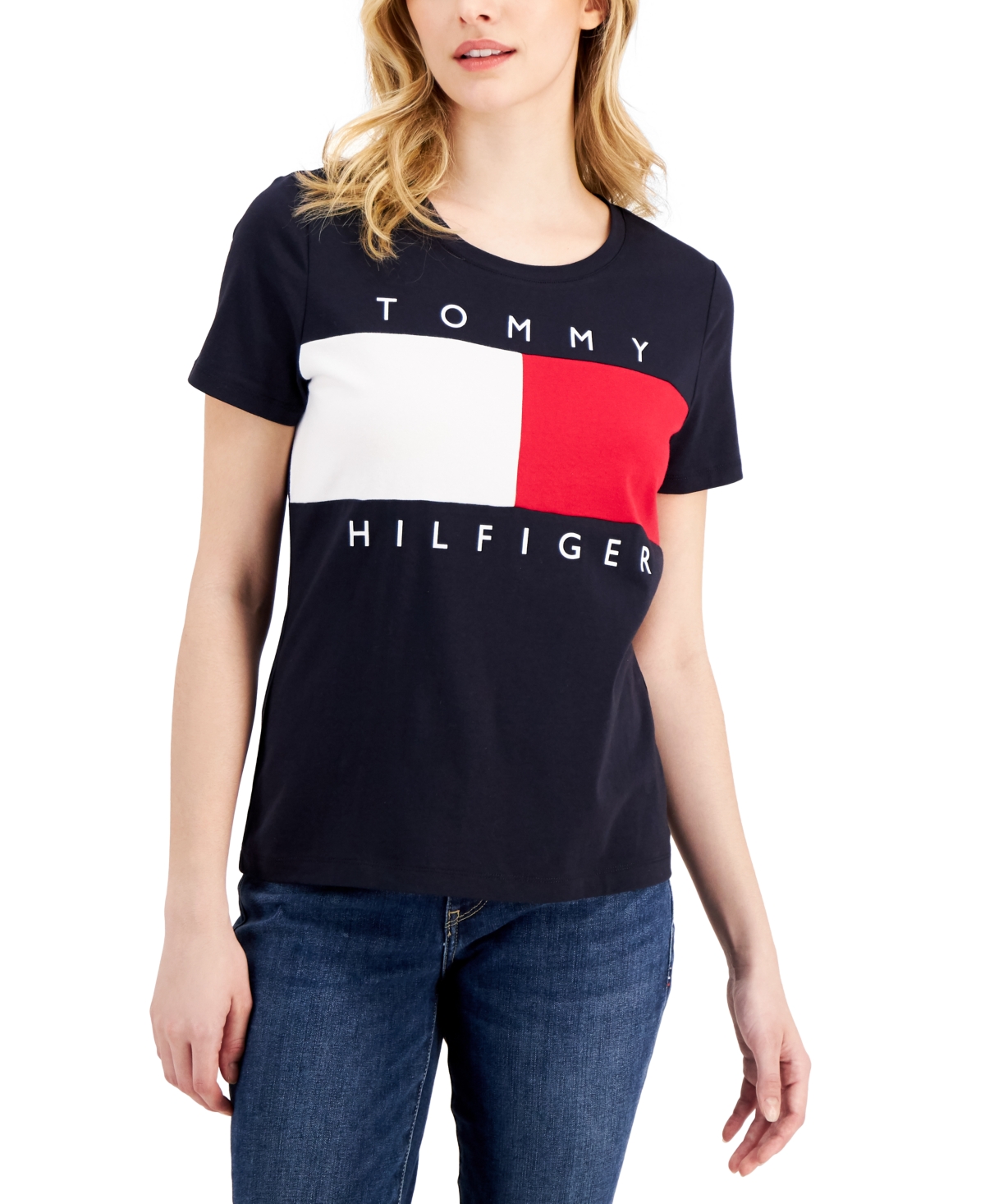 TOMMY HILFIGER WOMEN'S BIG FLAG LOGO T-SHIRT