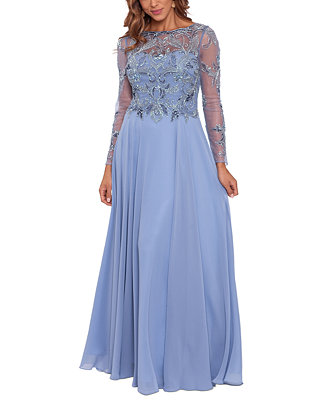 XSCAPE Women's Sequin Embellished Long Sleeve Chiffon Gown & Reviews ...