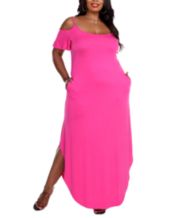 Macy's pink plus cheap size dresses