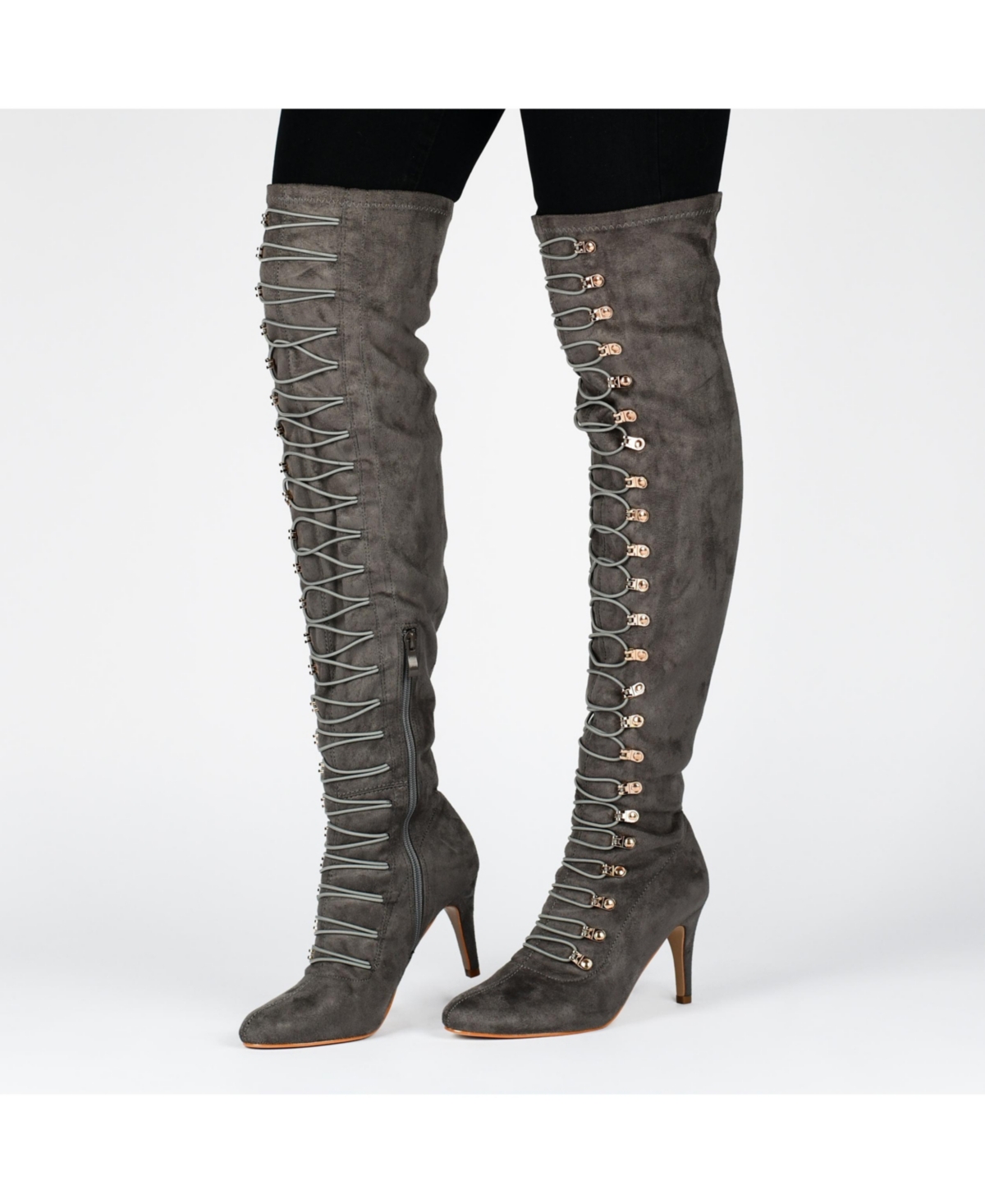 Journee Collection Women's Trill Lace Up Over The Knee Dress Boots