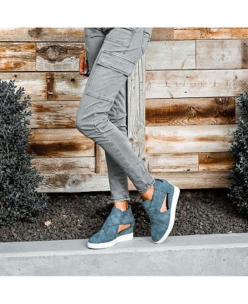 Criss cross wedge sneakers shop