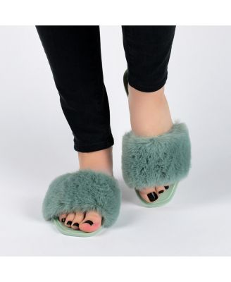 Women's Dusk Faux Fur Band Slide Sandals