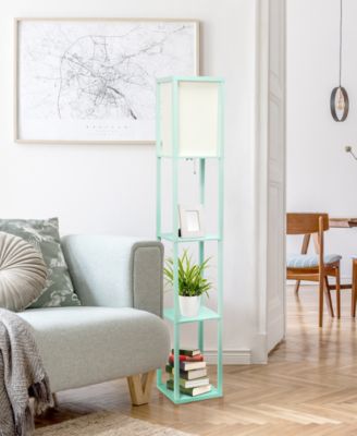 Column Shelf Floor Lamp with Linen Shade
