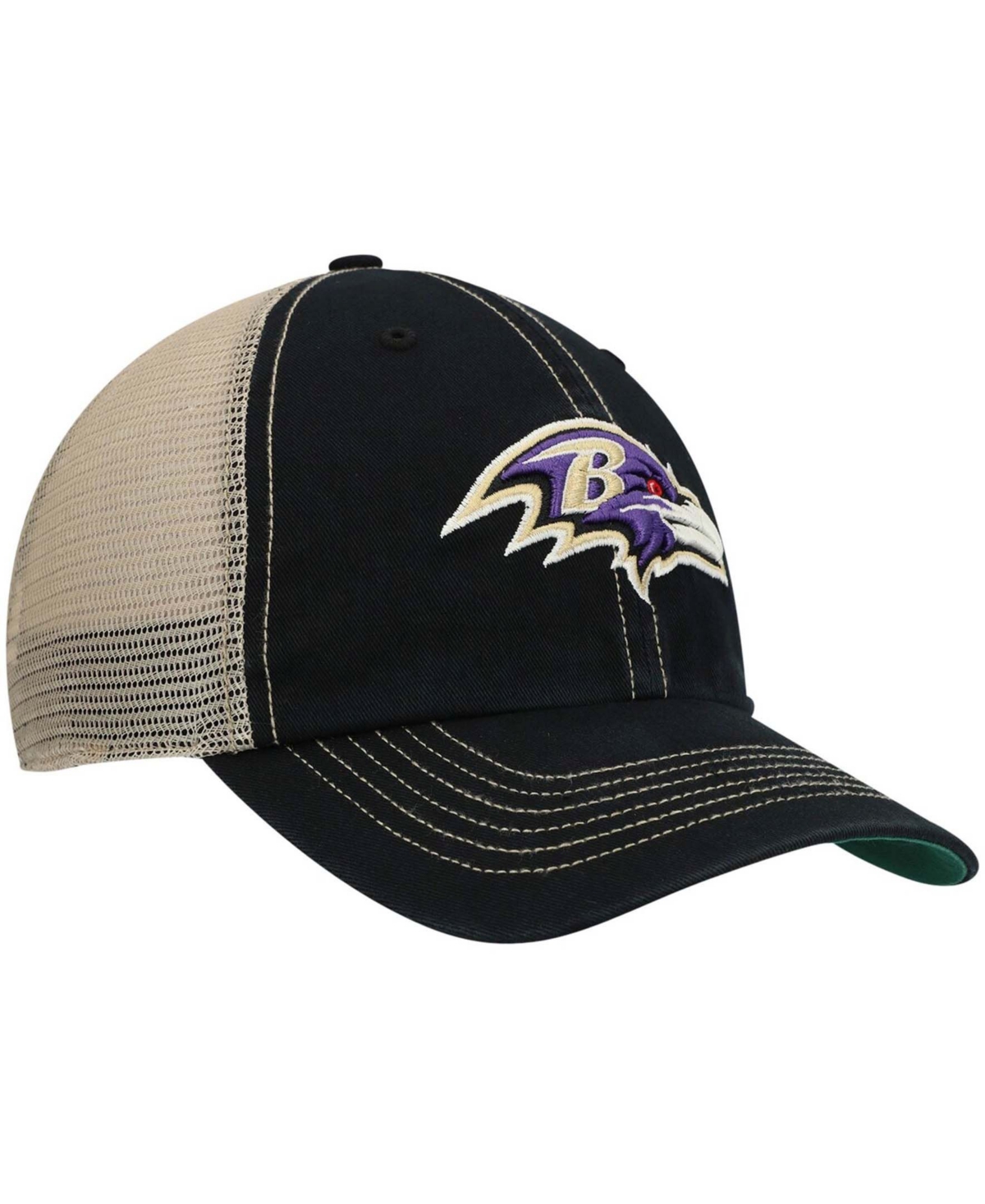 47 Brand Men's Black, Natural Baltimore Ravens Trawler Trucker Clean Up Snapback Hat In Black,natural