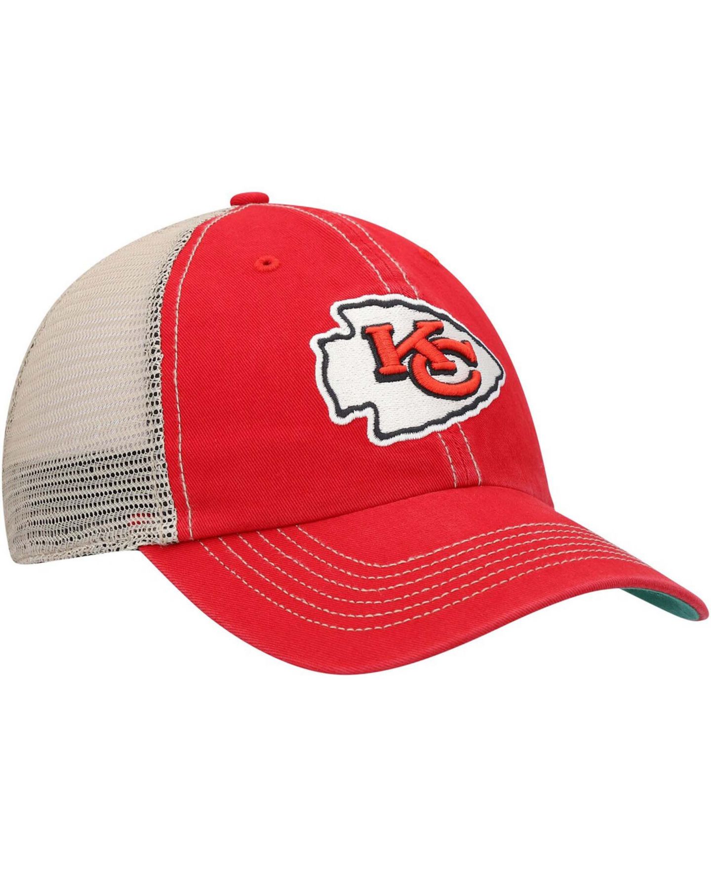 Мужская кепка '47 Brand Red, Natural Kansas City Chiefs Trawler Trucker Clean Up Snapback Hat — фото 4
