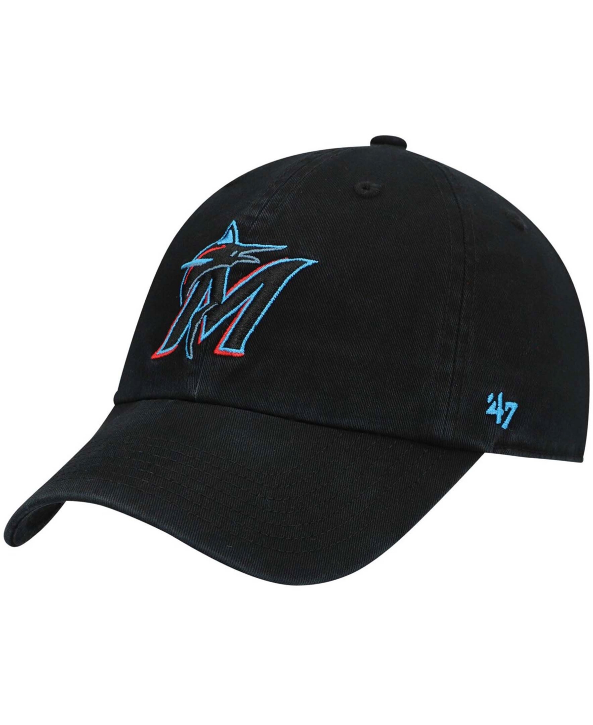 47 Brand Kids' Boys Black Miami Marlins Team Logo Clean Up Adjustable Hat