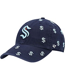 Women's Deep Sea Blue Seattle Kraken Confetti Clean Up Logo Adjustable Hat
