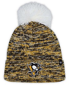 Women's Black Pittsburgh Penguins Triple Cross Cuffed Knit Hat with Pom