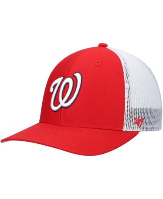 Men's Red, White Washington Nationals Primary Logo Trucker Snapback Hat